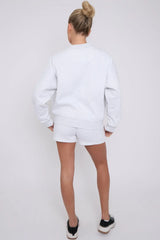 Bomber Neck Zip Through Top and  Shorts Loungewear Set Cicay