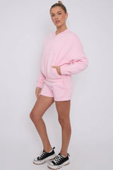 Bomber Neck Zip Through Top and  Shorts Loungewear Set Cicay