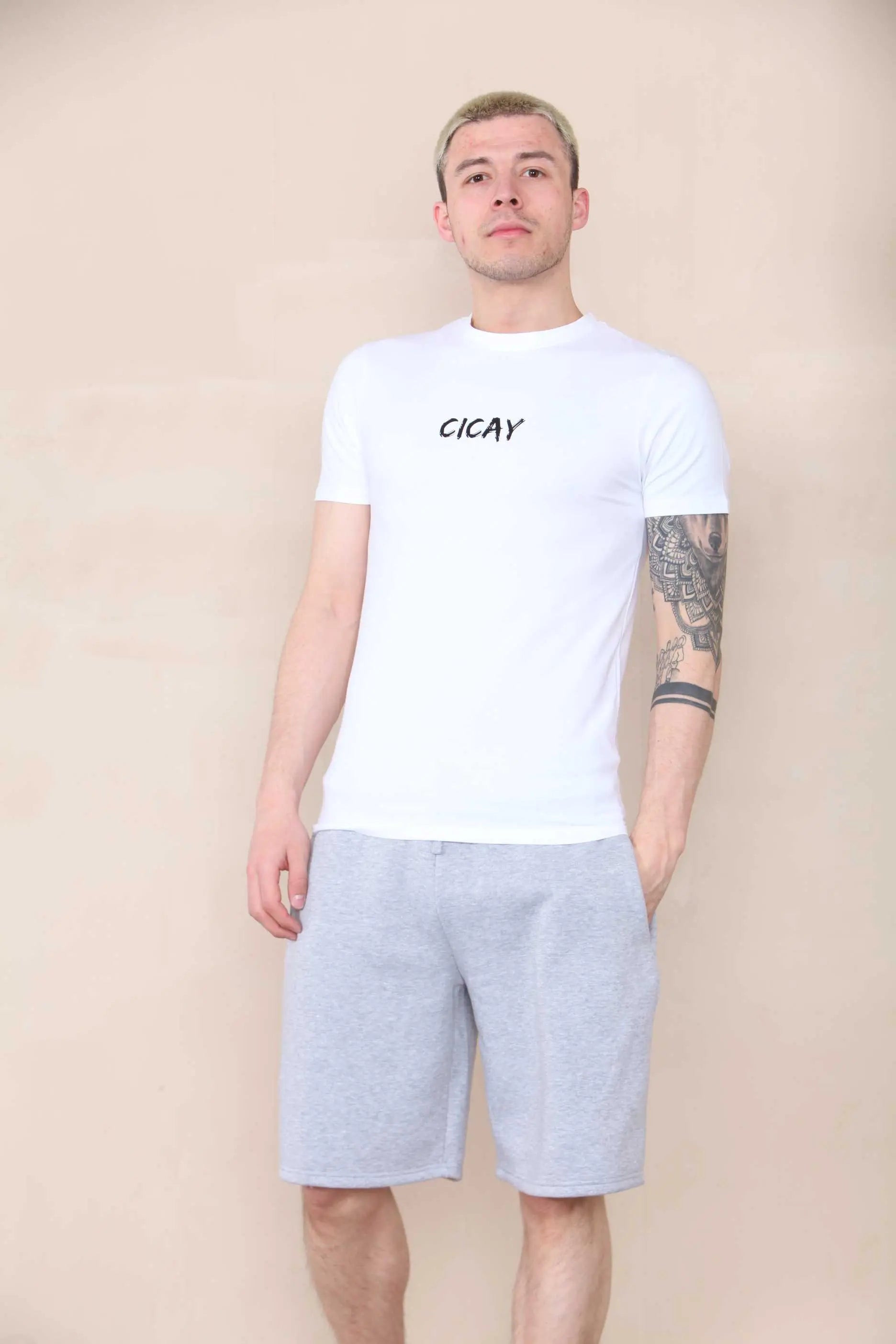 CICAY PRINT Muscle Fit T-Shirt - Print size (8x3) - White Cicay