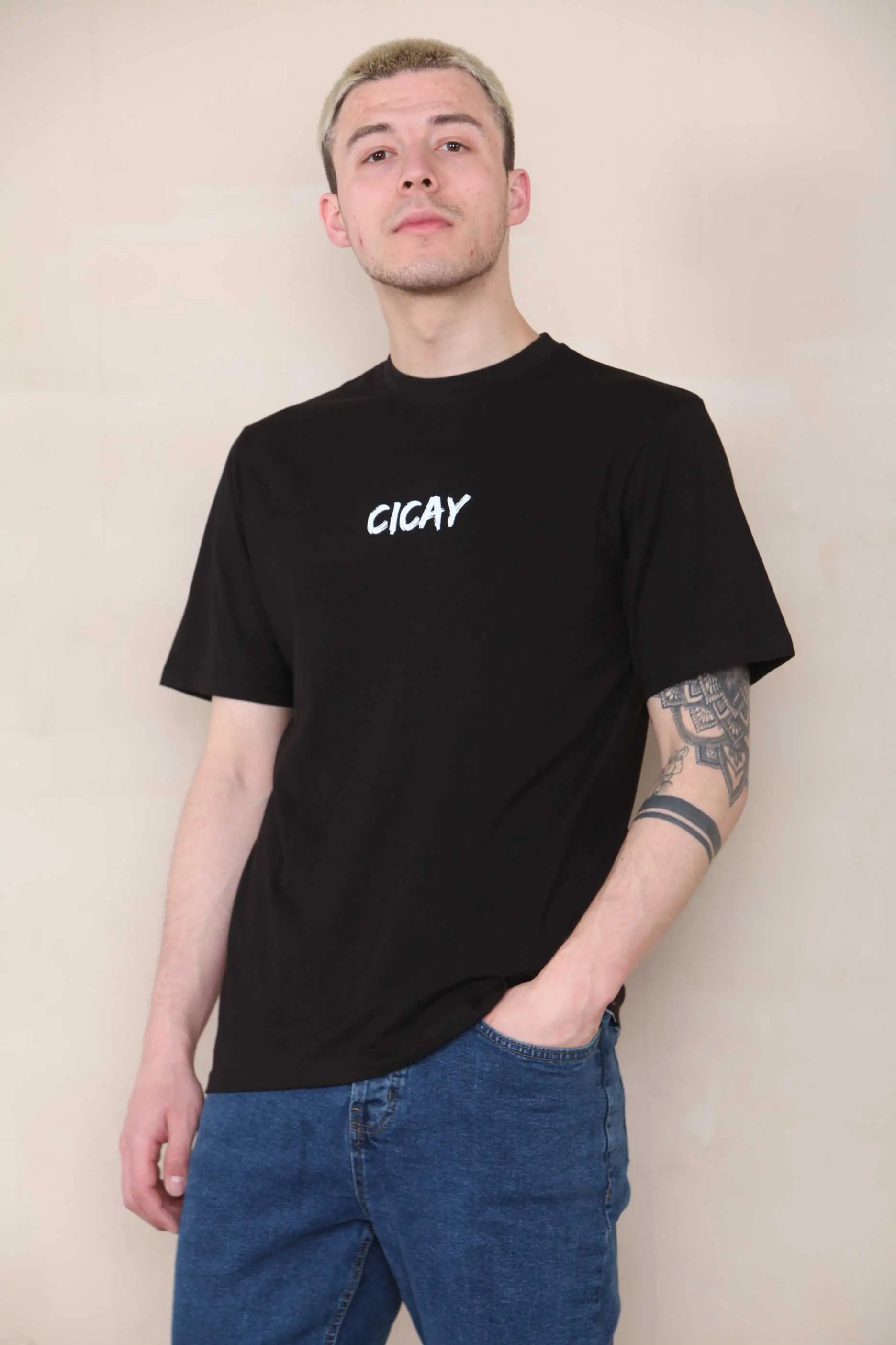 CICAY PRINT  T-Shirt - Print size (8 x 3 cm) - BlacK Cicay