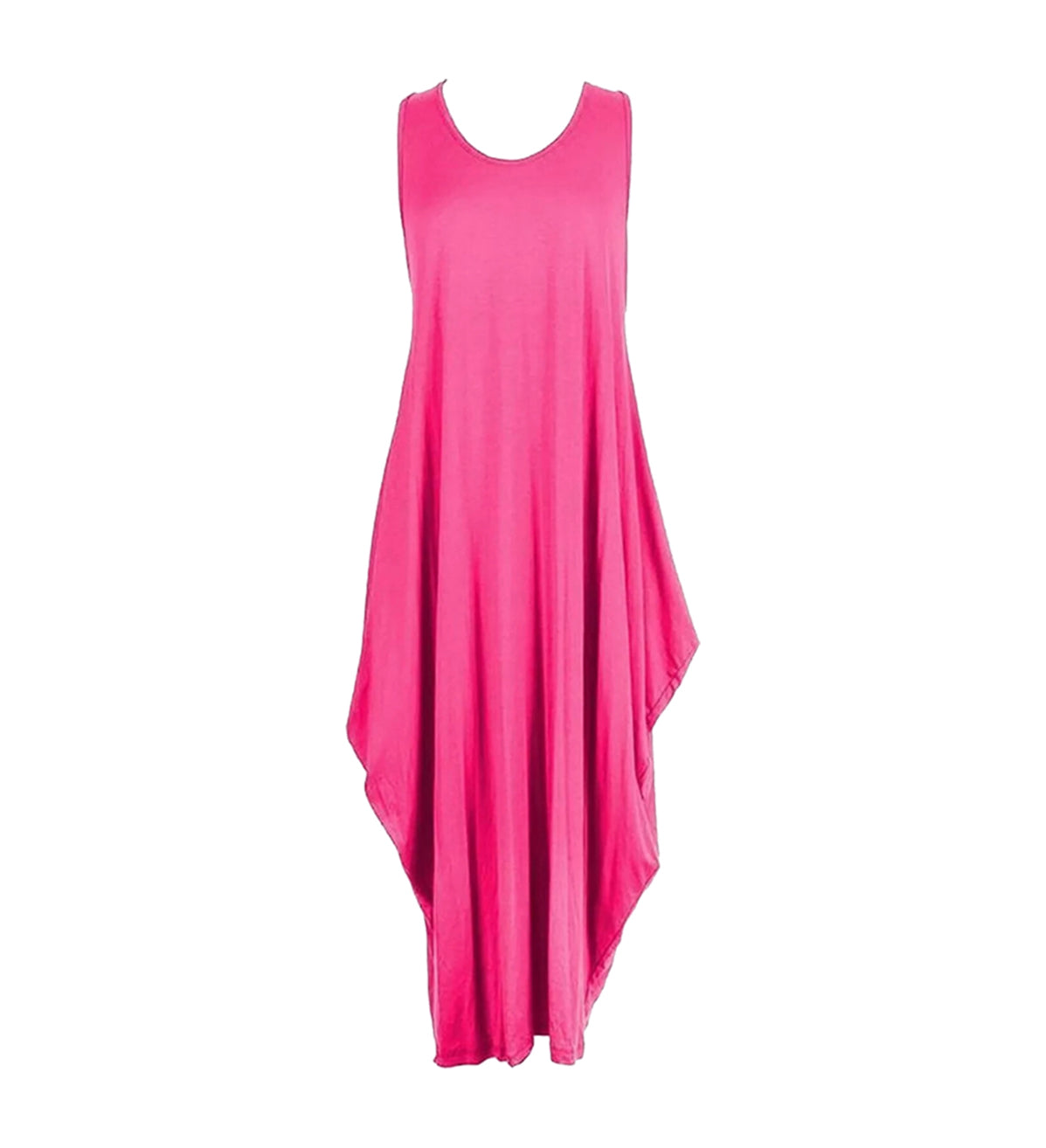 Women's Sleeveless Hanky Hem Maxi Dress in Cerise