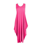 Women's Sleeveless Hanky Hem Maxi Dress in Cerise