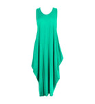 Women's Sleeveless Hanky Hem Maxi Dress in Jade Green