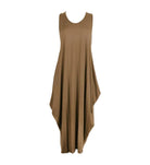Women's Sleeveless Hanky Hem Maxi Dress in Mocha