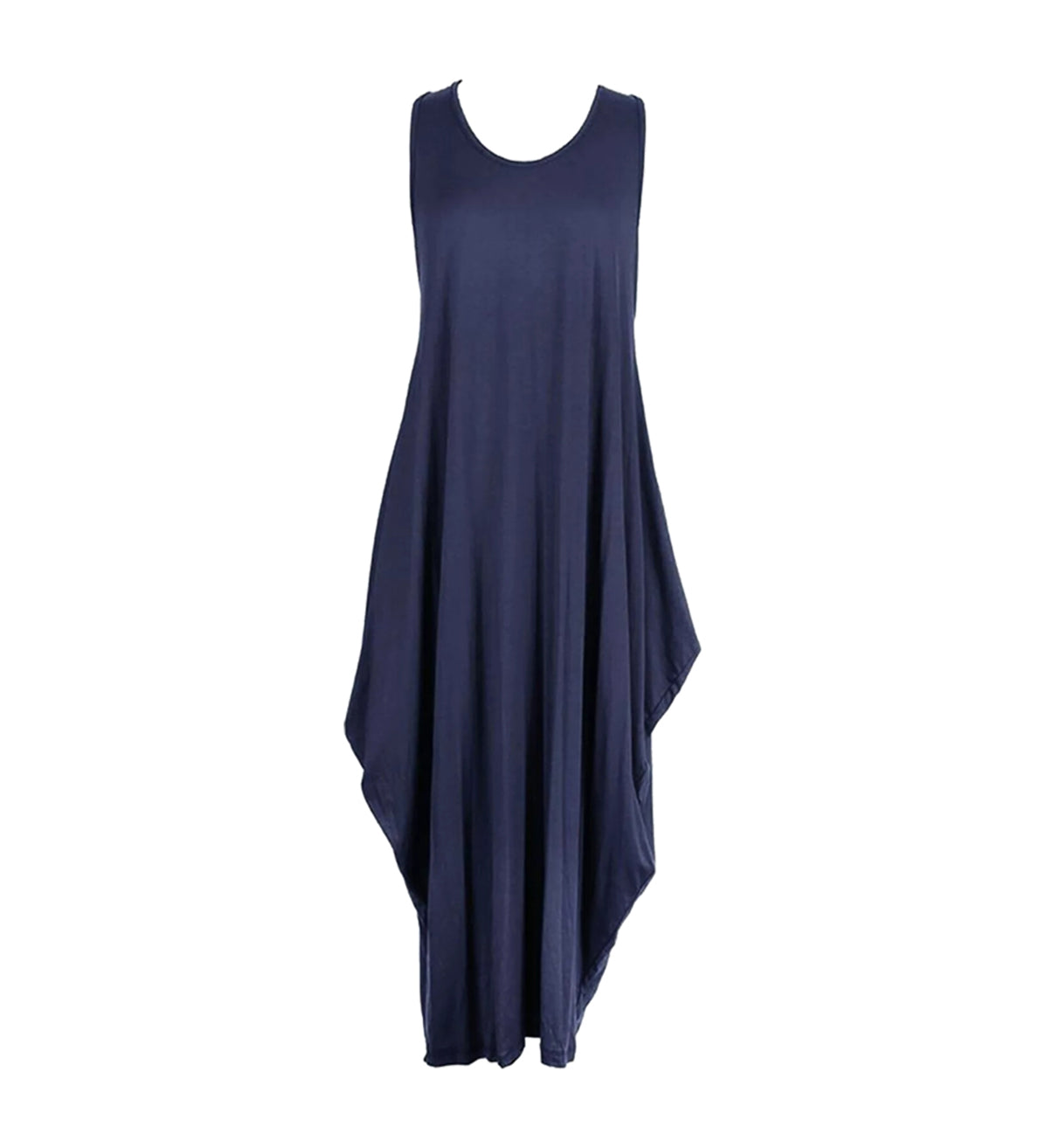 Women's Sleeveless Hanky Hem Maxi Dress in Navy