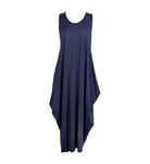 Women's Sleeveless Hanky Hem Maxi Dress in Navy