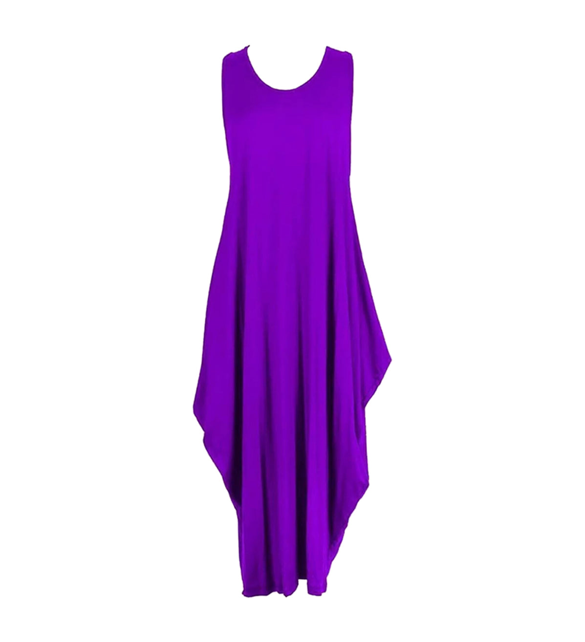 Women's Sleeveless Hanky Hem Maxi Dress in Purple