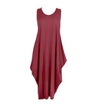 Women's Sleeveless Hanky Hem Maxi Dress in Rust