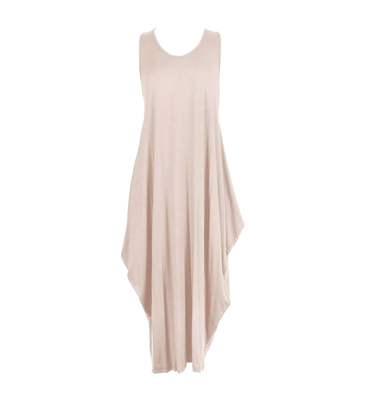 Women's Sleeveless Hanky Hem Maxi Dress in Stone
