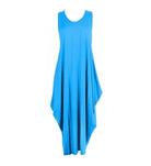 Women's Sleeveless Hanky Hem Maxi Dress in Turquoise