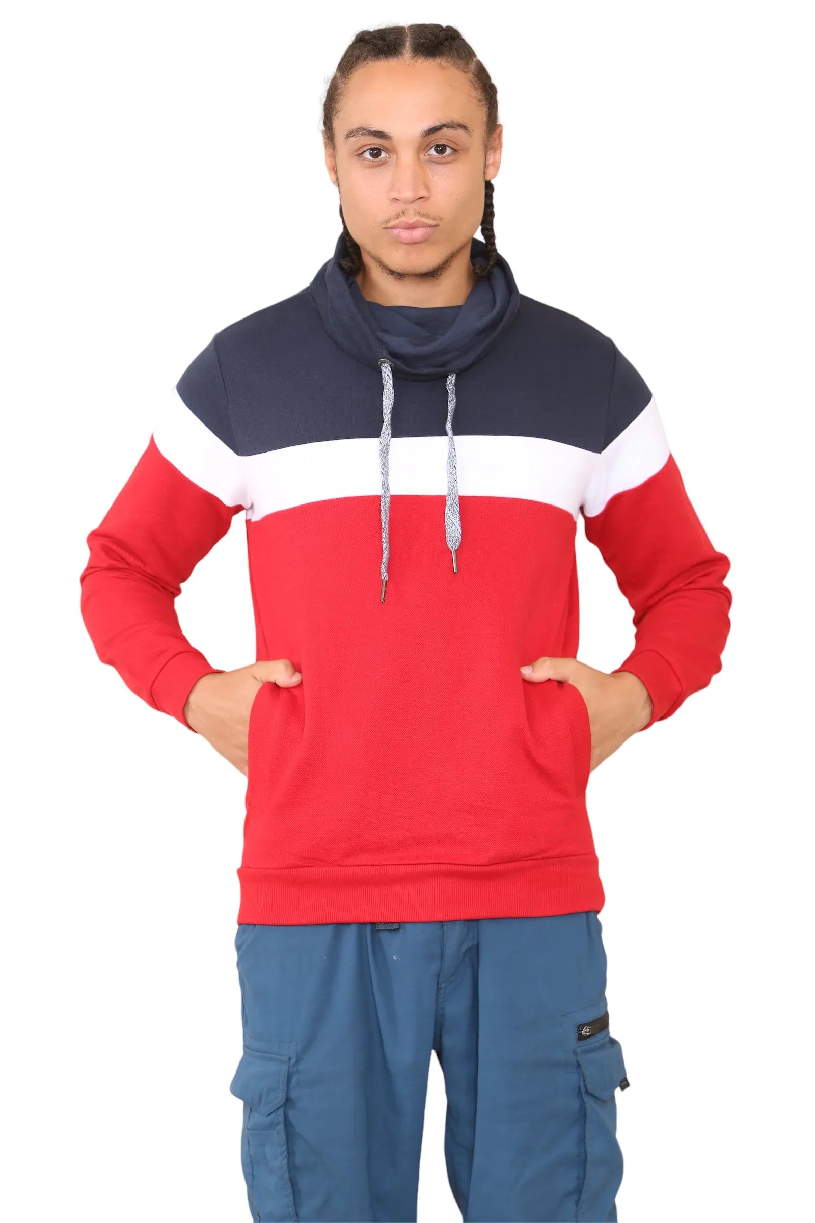 Color Block Pullover Fleece Hoodies for Men CICAY