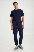 Elastic Hem Joggers - navy