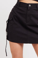 Woman Slim Fit Street Flap Pocket Mini Cargo Skirt in Twill