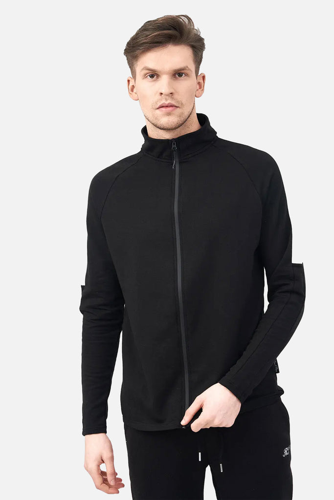 Full Zippered Funnel Neck Jacket for Men Cicay