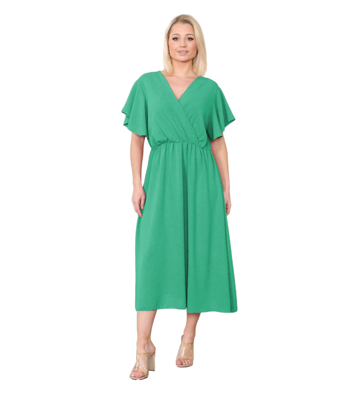 Women's Italian Wrap Over Maxi Dress in gucci green