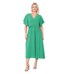 Women's Italian Wrap Over Maxi Dress in gucci green