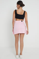 Woman Slim Fit Street Flap Pocket Mini Cargo Skirt in Twill