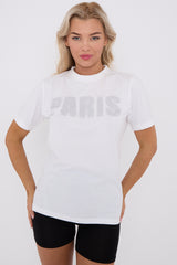 Diamante Paris Regular Fit Round Neck  Rhinestone Embellished T-Shirt