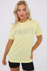 Diamante Paris Regular Fit Round Neck  Rhinestone Embellished T-Shirt