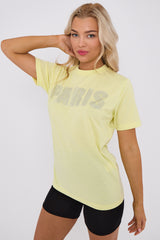 Diamante Paris Regular Fit Round Neck  Rhinestone Embellished T-Shirt