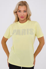 Diamante Paris Regular Fit Round Neck  Rhinestone Embellished T-Shirt