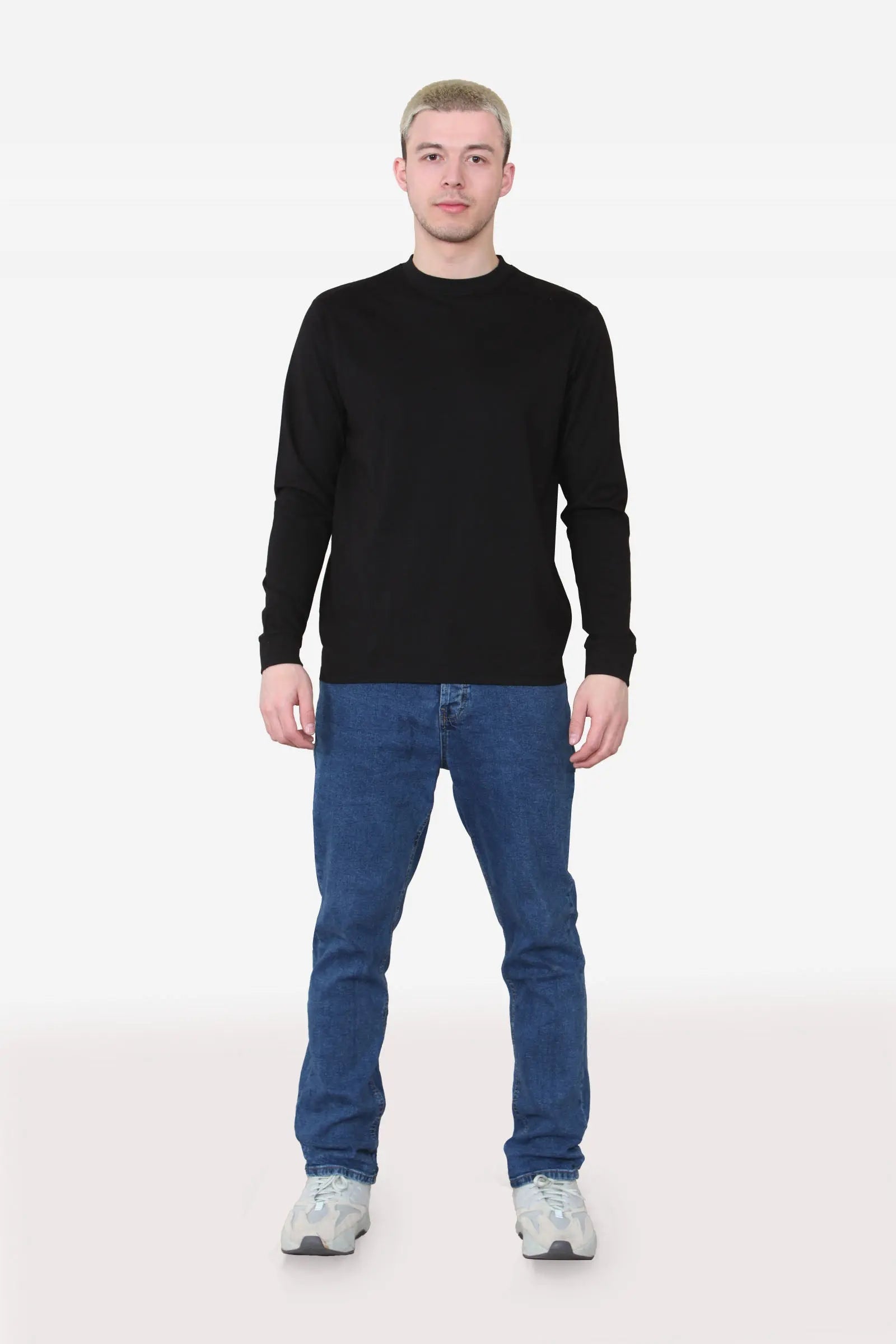 Long Sleeve Crew Neck T-shirt - Black For Men Cicay