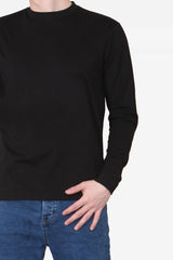 Long Sleeve Crew Neck T-shirt - Black For Men Cicay