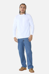 Long Sleeve Crew Neck T-shirt - White For Men