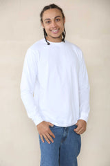 Long Sleeve Crew Neck T-shirt - White For Men Cicay