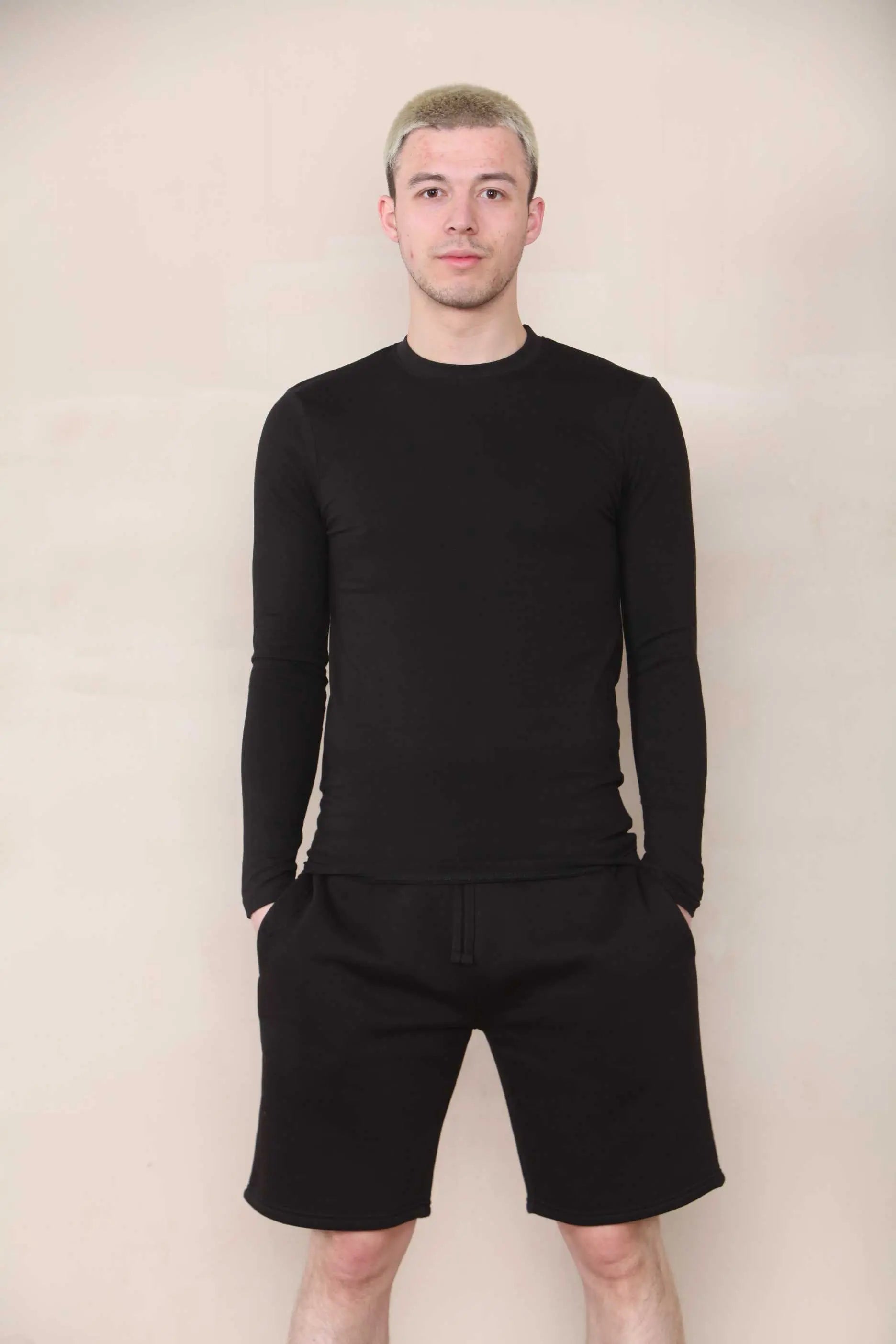 Long Sleeve Muscle Fit T-shirt - BLack Cicay