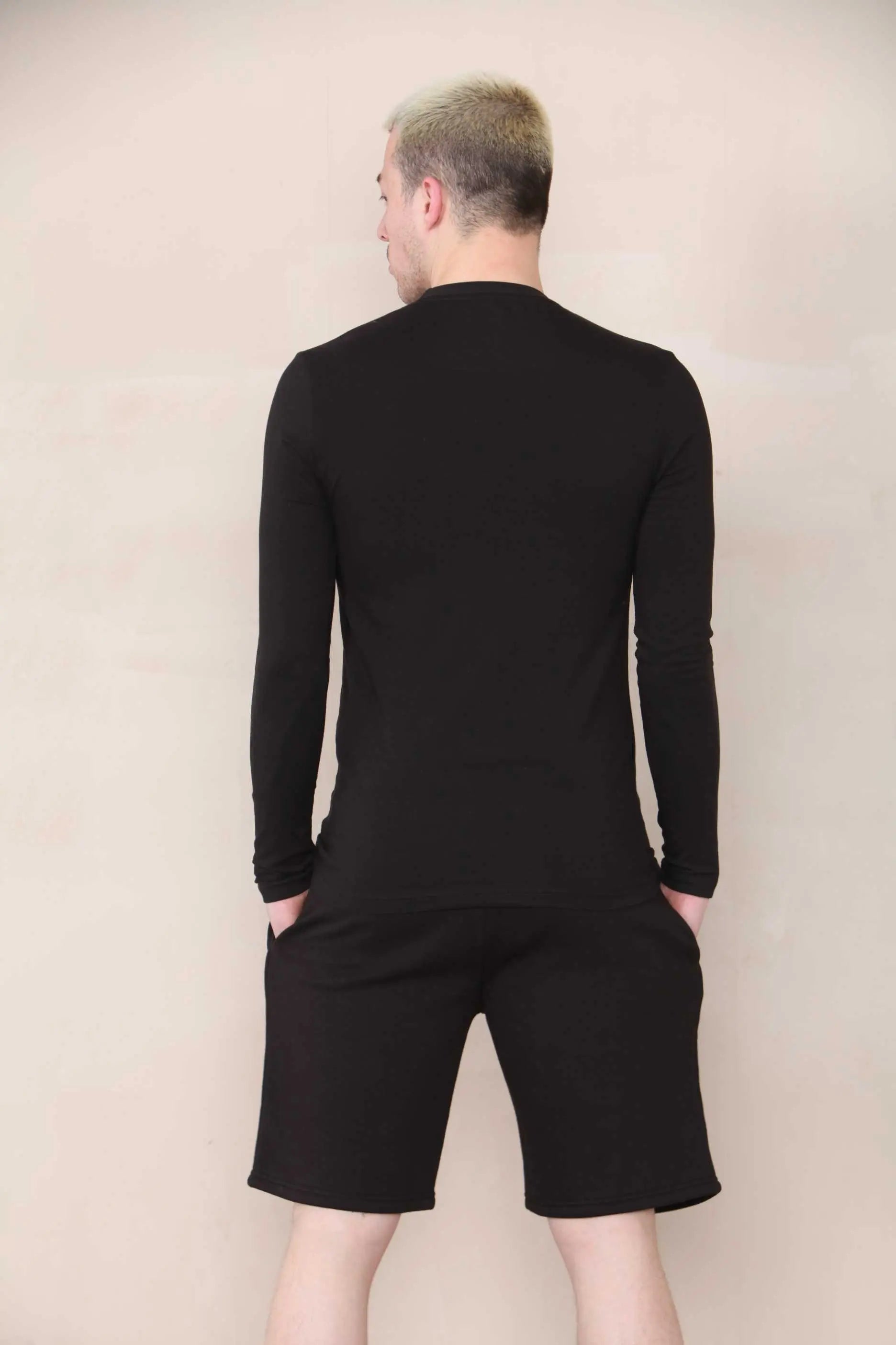Long Sleeve Muscle Fit T-shirt - BLack Cicay