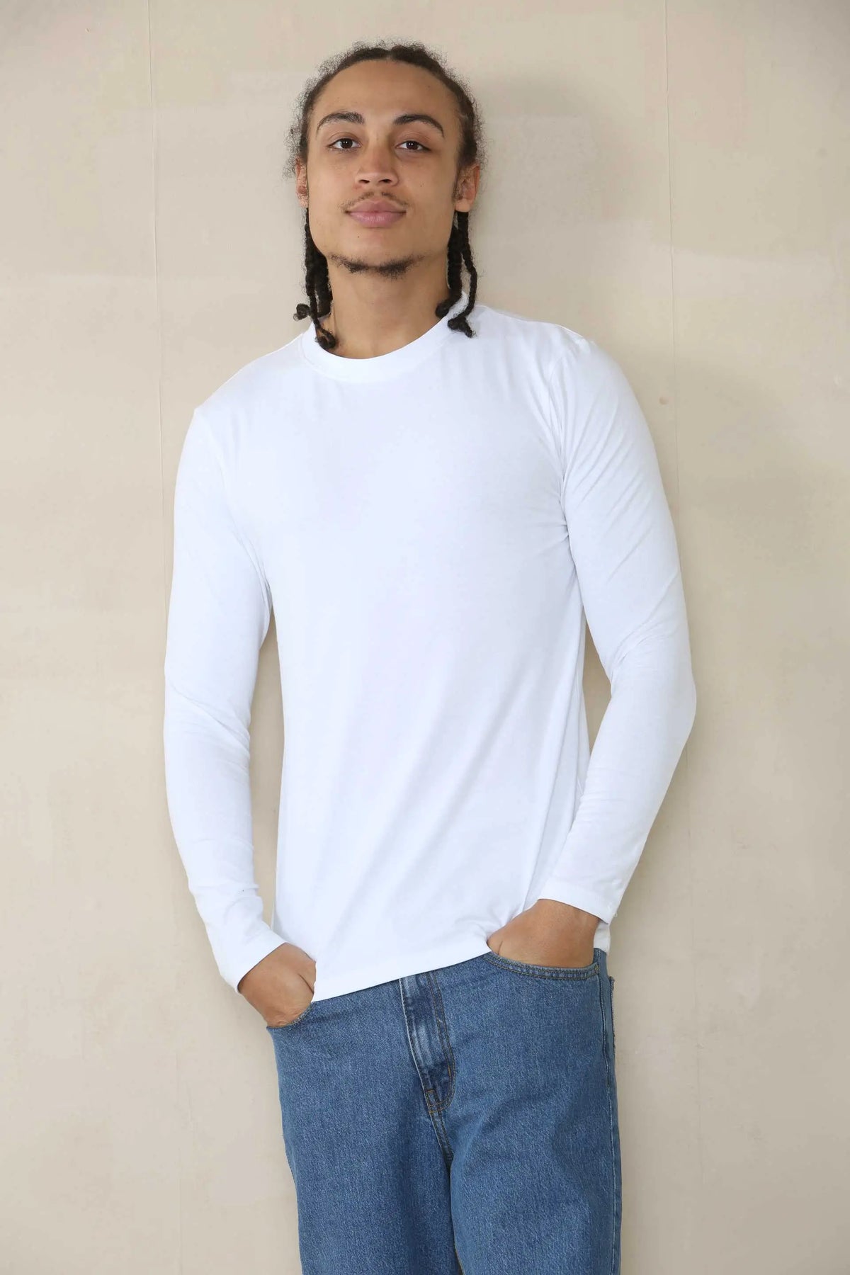 Long Sleeve Muscle Fit T-shirt - White Cicay