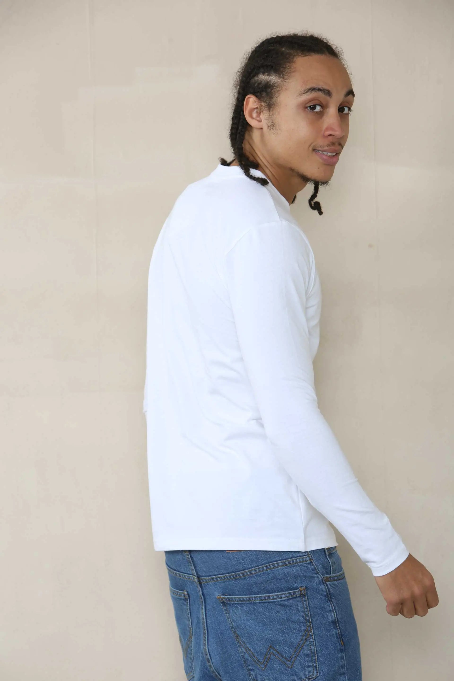 Long Sleeve Muscle Fit T-shirt - White Cicay
