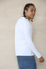 Long Sleeve Muscle Fit T-shirt - White Cicay