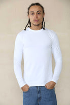 Long Sleeve Muscle Fit T-shirt - White Cicay