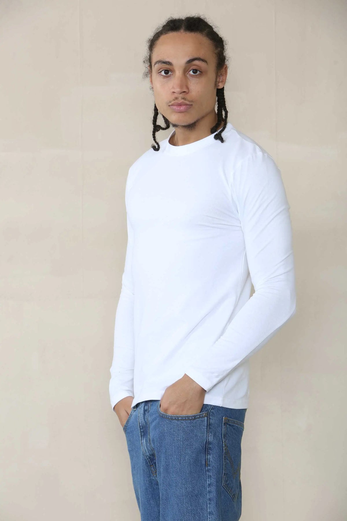 Long Sleeve Muscle Fit T-shirt - White Cicay