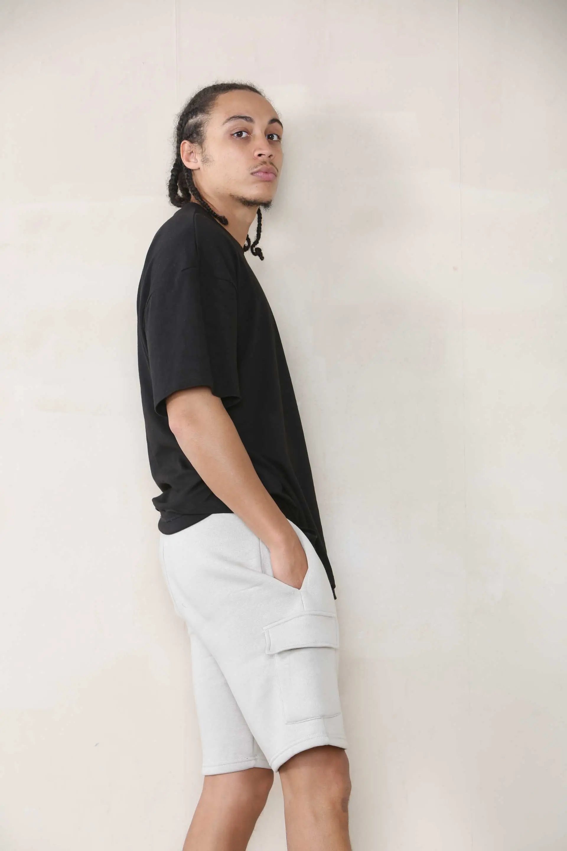 Loose Fit Cargo Jersey Short - Stone Cicay