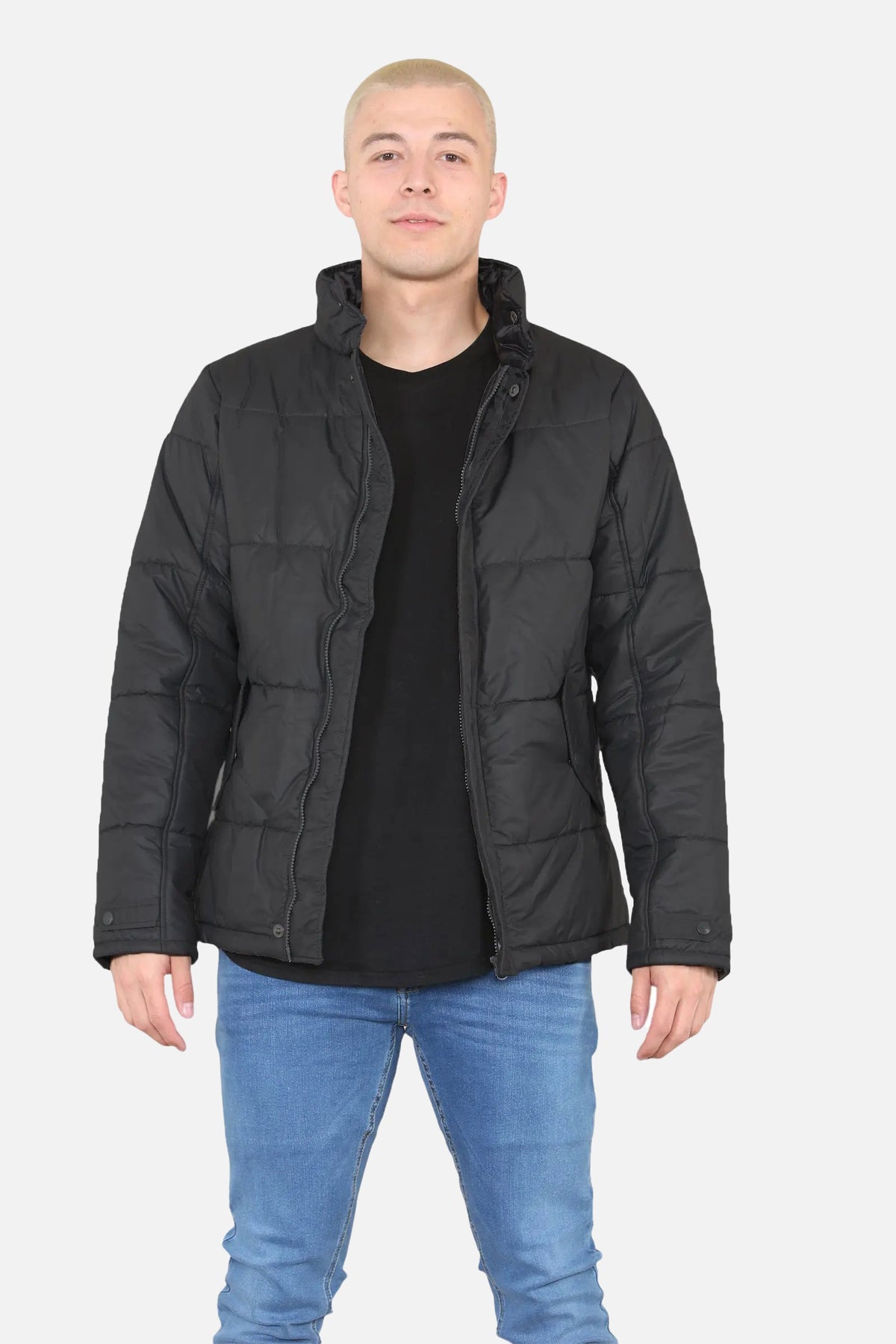 Mens Puffer Jacket in Black For Men