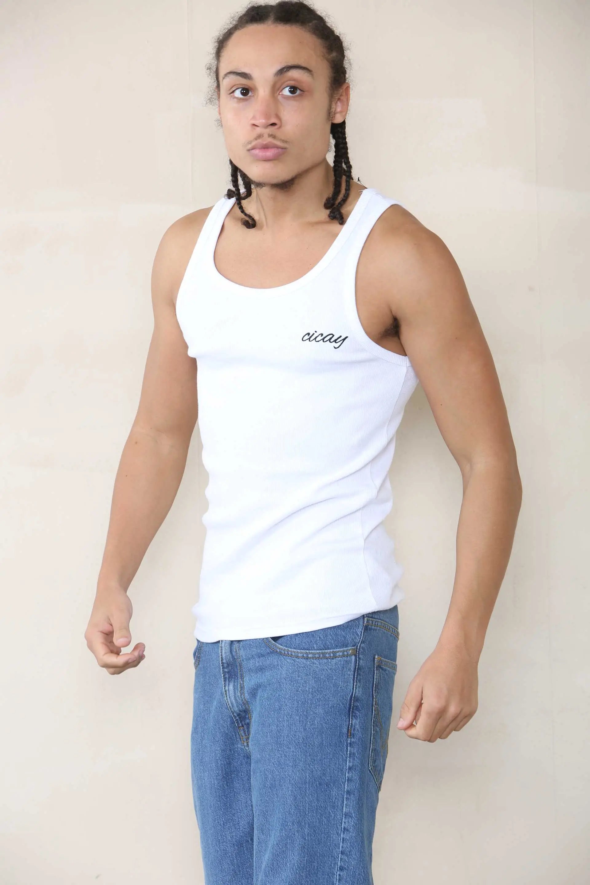 Muscle Fit Vest - White For Men Cicay