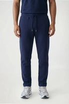Open Hem Drawstring Joggers - navy