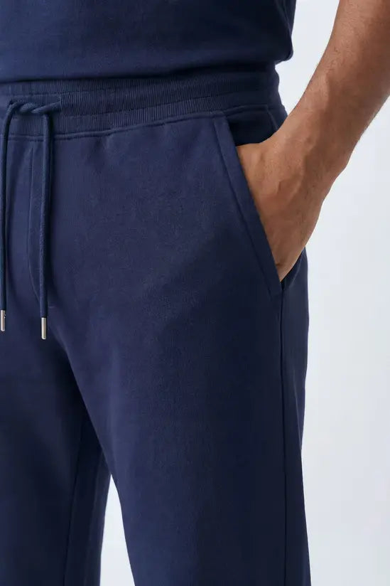 Open Hem Drawstring Joggers - navy