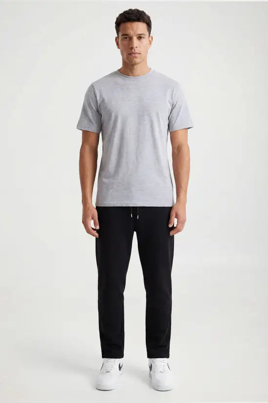 Open Hem Drawstring Joggers - black