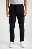 Open Hem Drawstring Joggers - black