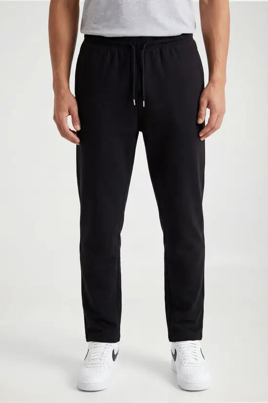 Open Hem Drawstring Joggers - black