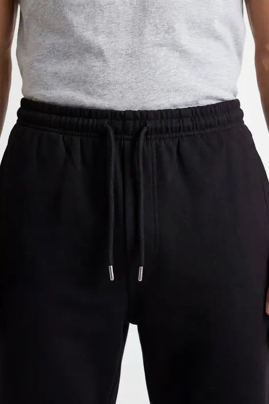 Open Hem Drawstring Joggers - black