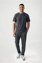 Open Hem Drawstring Joggers - charcoal