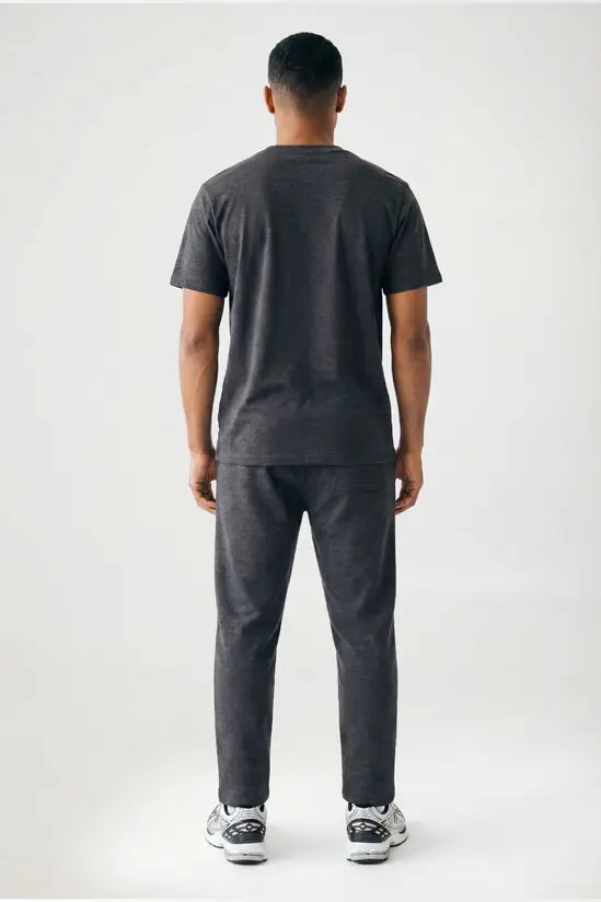Open Hem Drawstring Joggers - charcoal