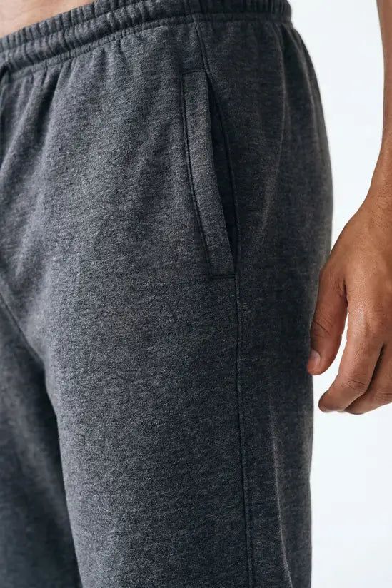 Open Hem Drawstring Joggers - charcoal