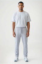 Open Hem Drawstring Joggers - mid grey
