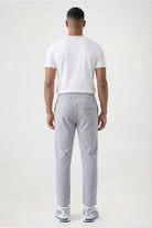 Open Hem Drawstring Joggers - mid grey